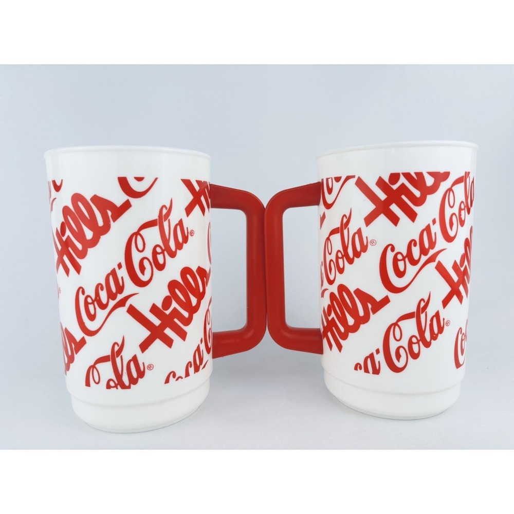 Lot of 2 Vintage Coca-Cola Hills Dept Store Whirley Large Plastic Tumblers Cups